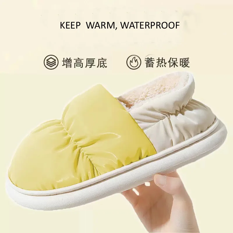 2023 New Winter Toast Women Slippers Warm Plush Cotton Slippers Indoor Home Non-Slip Thick Sole Furry Shoes For Couples