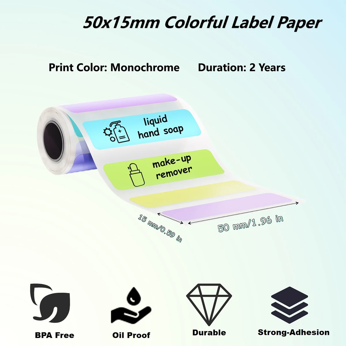 57x25mm Non-Continuous Label Paper Portable Printers 15mm/30mm White/Color Options for Office/Logistics/Home, BPA-Free