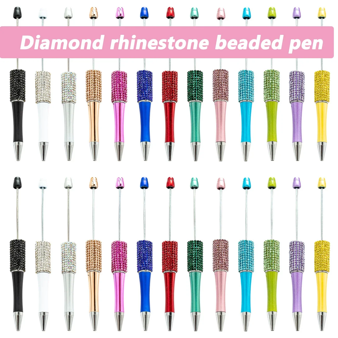 

Sticker Bead DIY Ballpoint Creative Set Pens Beaded Pen Handmade Diamond Gift Advertising Wholesale 50pcs