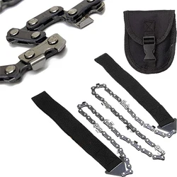 Compact Folding Hand Saw with 11 Blades - 25.6 Inch Chain for Tree Cutting, Survival Gear, and Camping Essentials (Black)