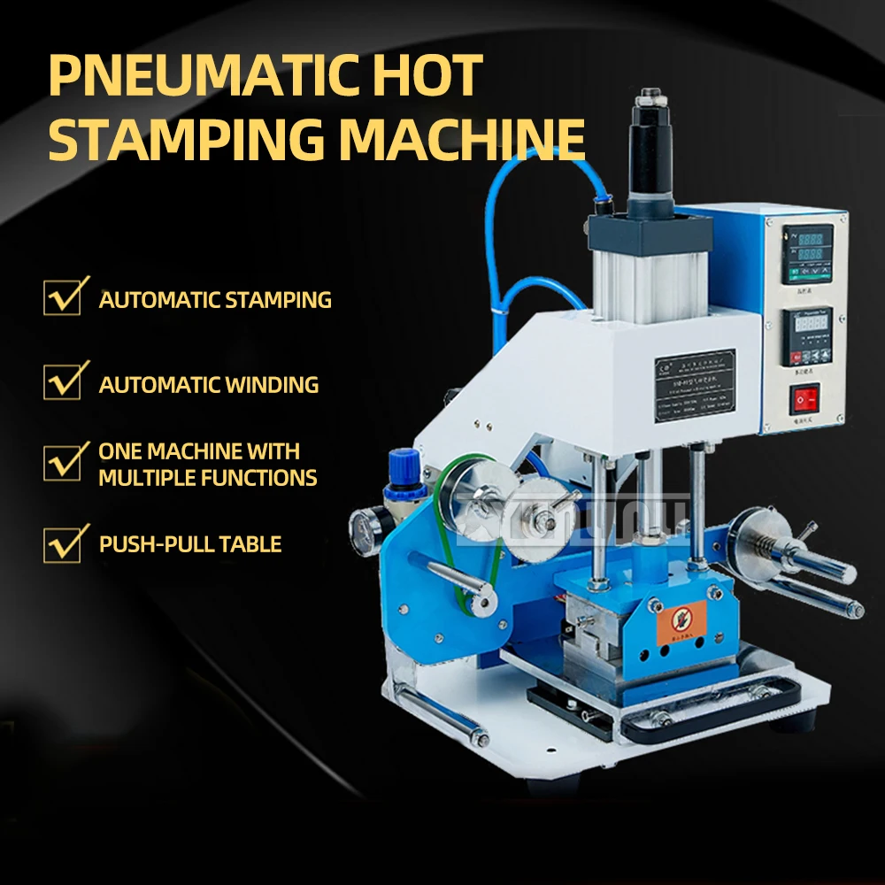 80*120mm Pneumatic Pvc Card Leather Paper Hot Foil Stamping Bronzing Embossing Branding Press Machine Burn Iron Stamp Tool