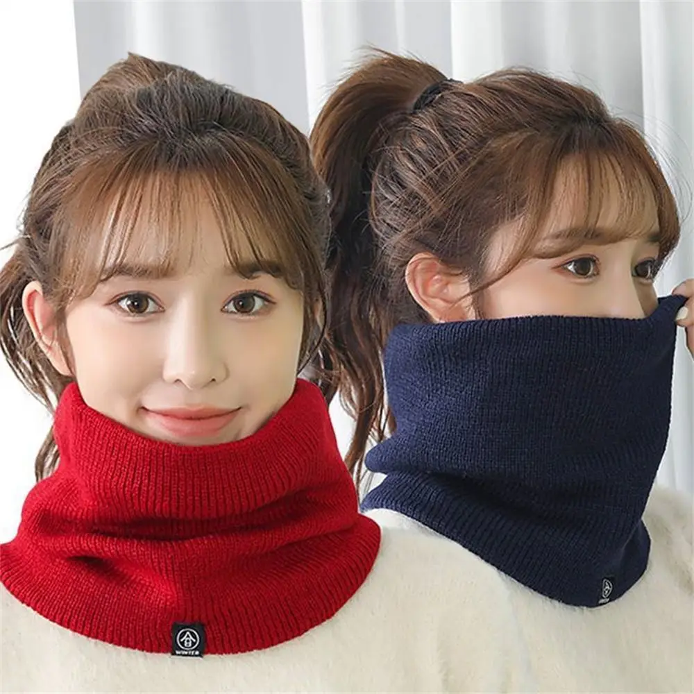 

Soft Knitted Neck Warmer Fashion Keep Warm Thickened Lining Sport Scarf Wool Fur Neck Scarves Skating Running