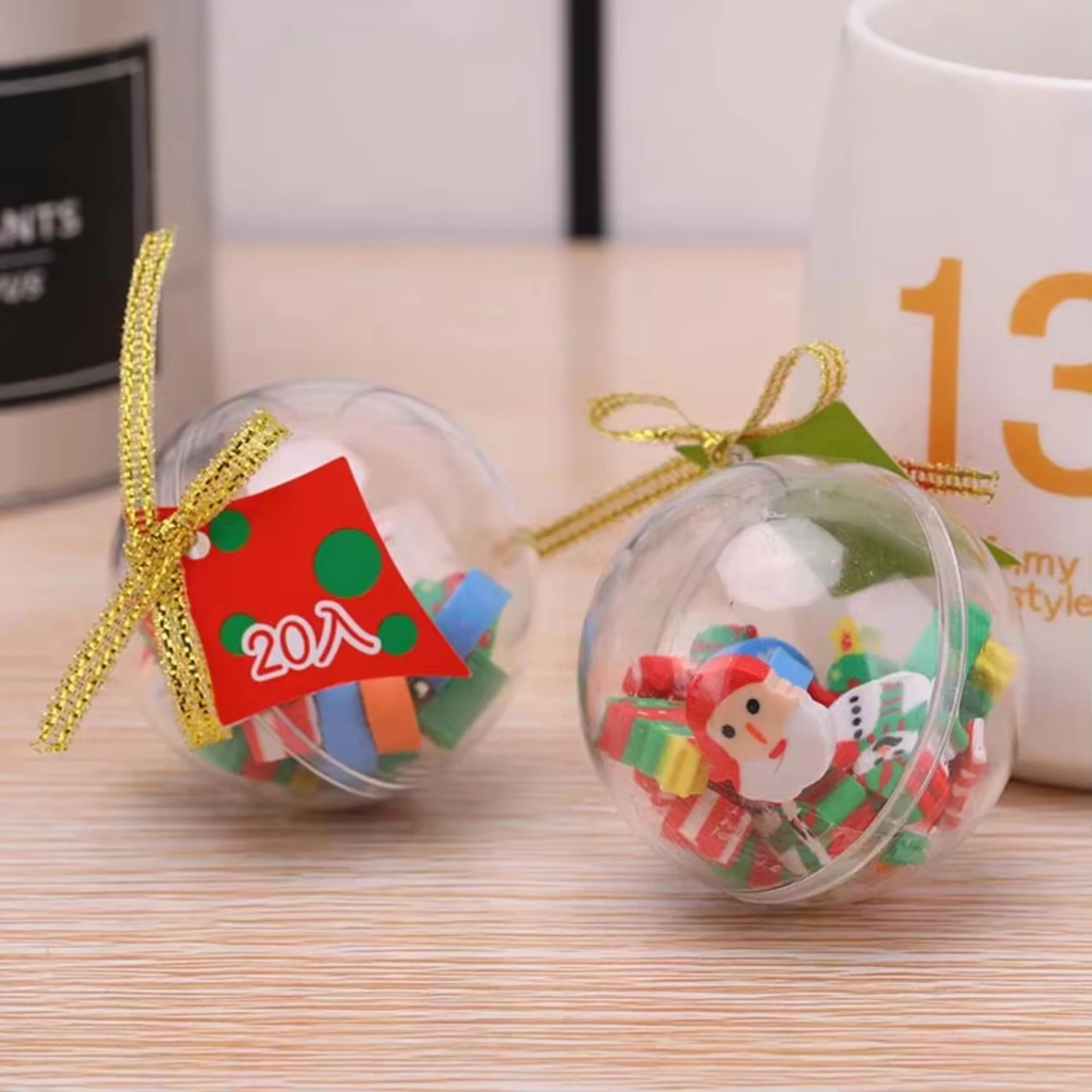 Small Christmas Spherical Eraser as Prize for Kindergarten Pupils Christmas Decorations and Activity