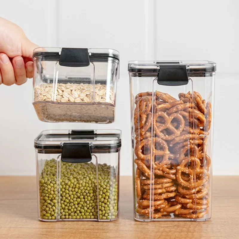 460/700/950/1300/1800ml Thick Sealed Storage Tank Transparent Square Dried Fruit Storage Box Kitchen Grain Storage Jar Container 2
