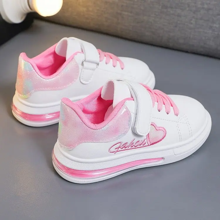 Sports Shoes Kids Sneakers Kids Shoes Kids Sports Shoes Children's Shoes Summer Kids Fashion Casual Sports Shoes Hook & Loop Love Embroidery Princess Girls Sneakers Versatile