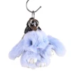 Fluffy Bunny Trinket Key Chain Charm Fur Cute Fluffy Bunny Keychain Lovely Keyring Pendant Fluffy Fur Pompon Bunny Doll Pendant 6