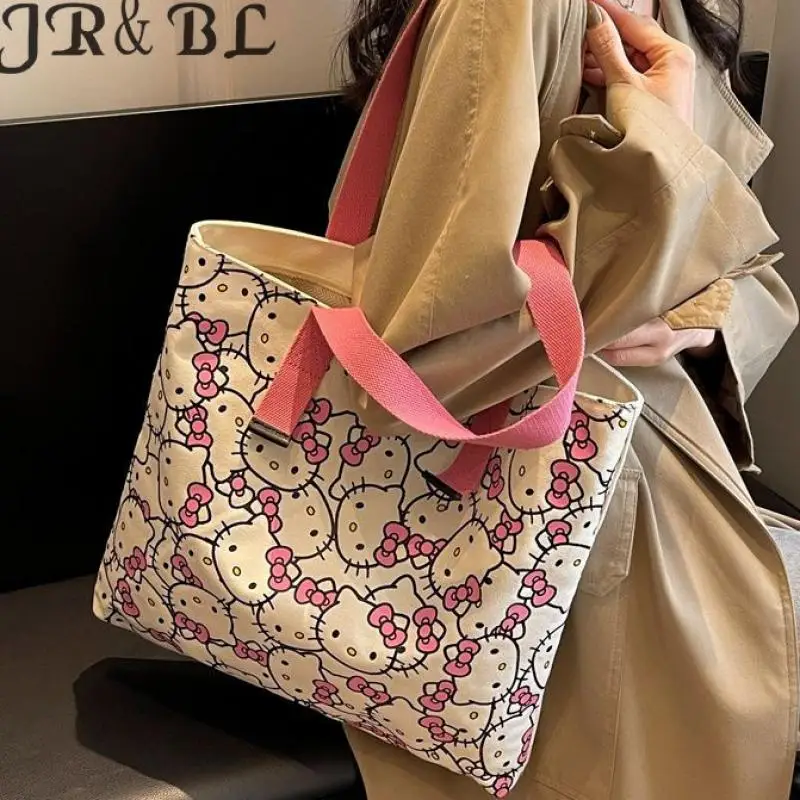 

Холщовая Сумка Hellokitty Kawaii Sanrio, милая сумка, сумка через плечо, сумка-тоут с принтом, шоппинг, большой вместимости, Мультяшные подарки для девочек