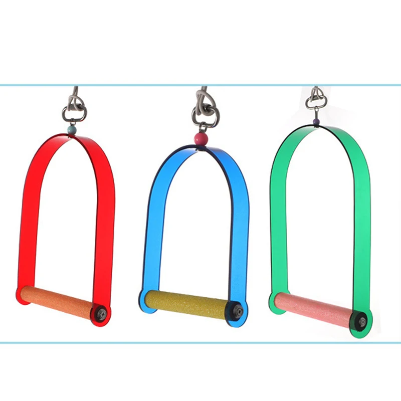 Cool Bird Parrot Swing Toy Acrylic Bird Perch Stand Playstand Hanging Cage Swings Budgie Parrot Accessories