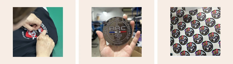 Description Picture 3 of itemCustom Embroidery Patches for Clothes Iron on Patches Sewing Badges PVC Woven Printed Hook Loop Personalized Customize