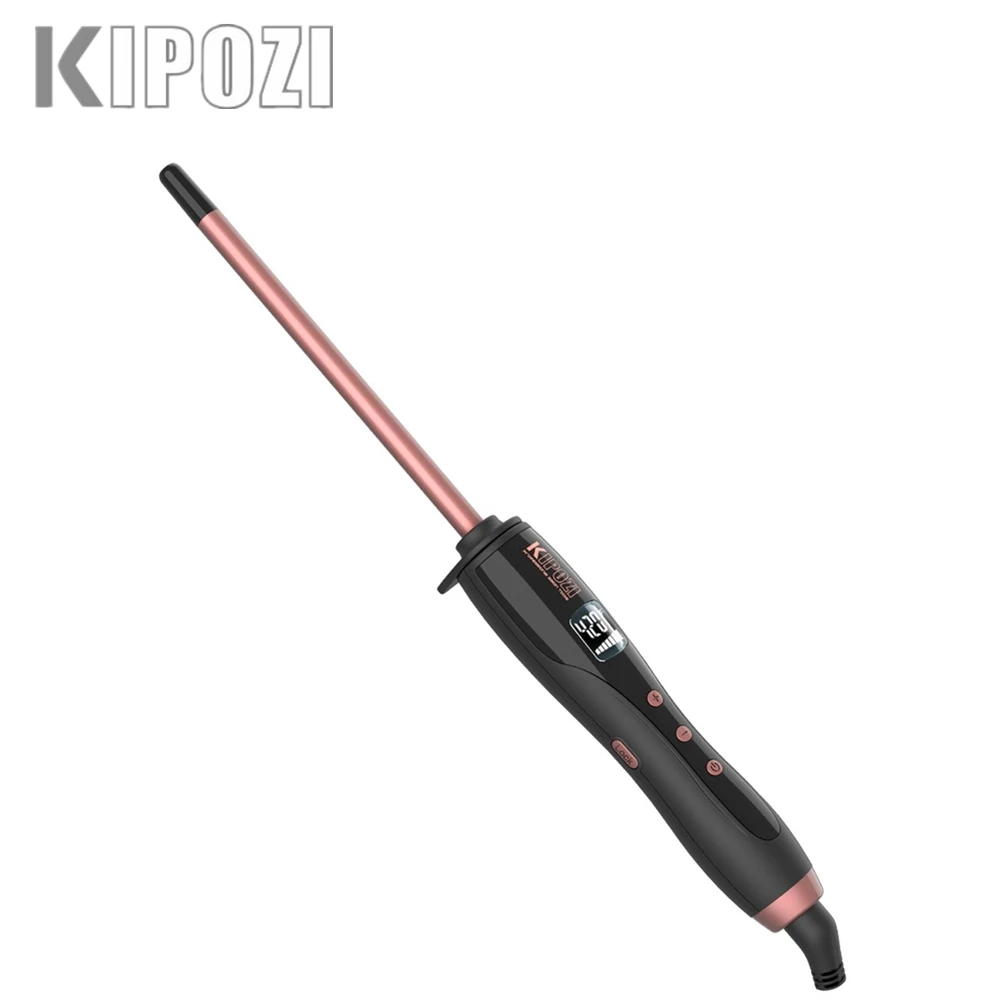 KIPOZI Thin Curling Wand 9mm Small Curling Iron for Short & Long Hair Ceramic Barrel Wand Beauty Hair Styles