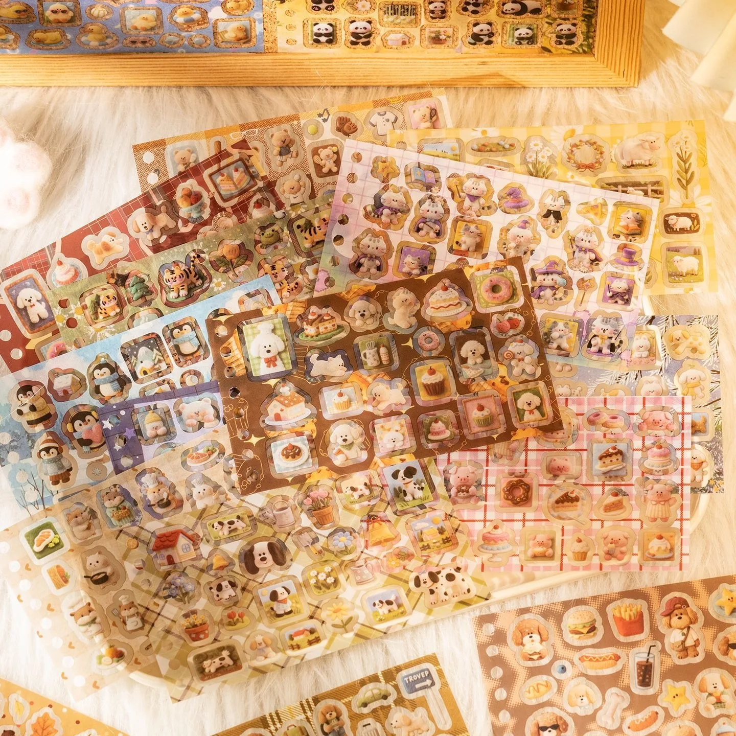 20개/봉투 + 핀셋: PET 코일 스티커북, 귀여운 애완동물 데칼, 저널링 용품, 재미있는 DIY 장식 콜라주 스티커