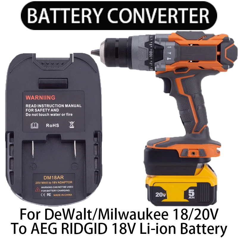 Converter for DeWalt/Milwaukee 18/20V Li-Ion Batteries to AEG RIDGID 18V Li-Ion Tool Battery Adapter Power Tool Accessories