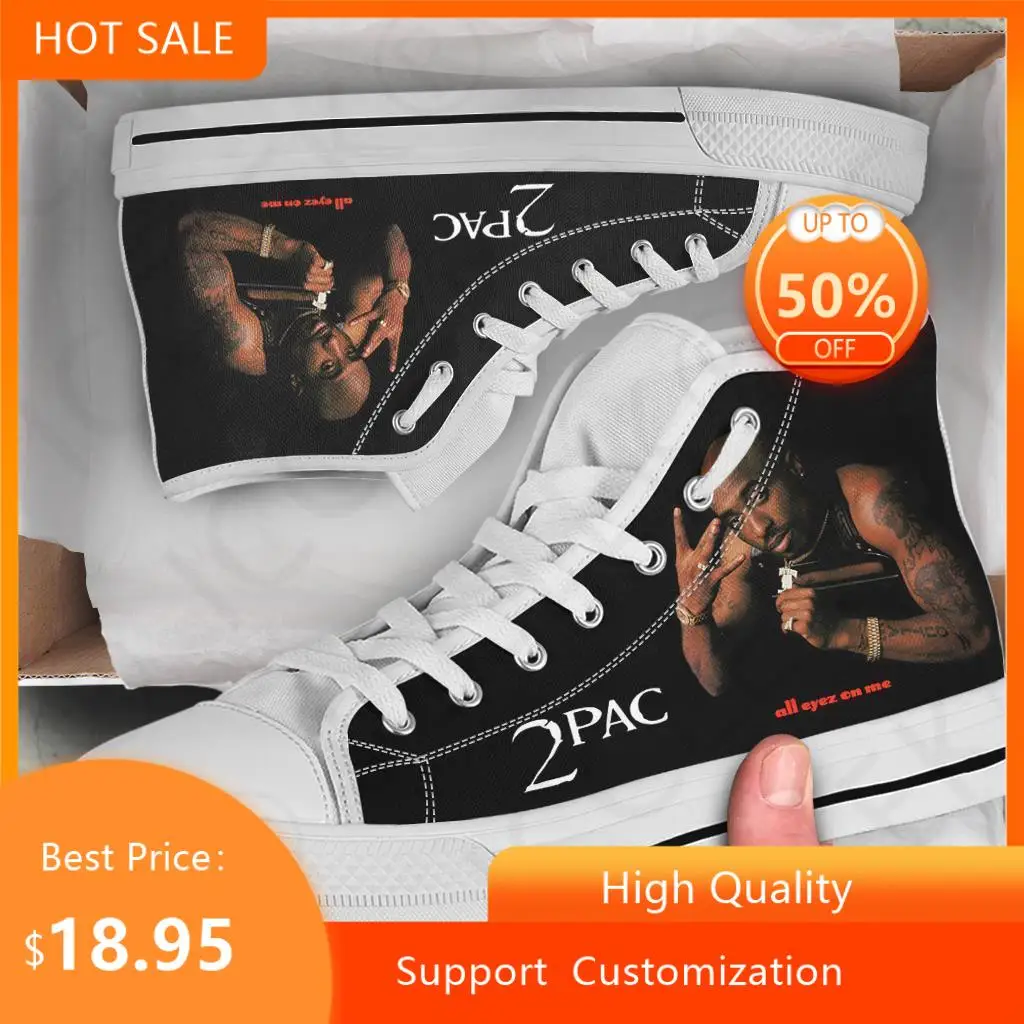 Hot Summer Rap 2Pac Tupac All Eyez On Me Arriva Fashion Leggero High Top Classic Canvas Shoes Uomo Donna Sneakers Board Shoe