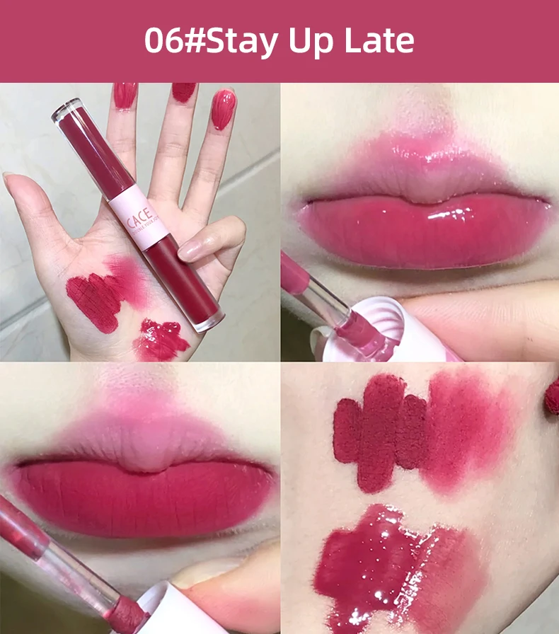 Cace Doppelkopf Lip gloss sexy rote Lippen Make-up Lippen schlamm Spiegel Wasser glanz Lip glasur matten Lippenstift wasserdichte koreanische Kosmetik – Detail 11