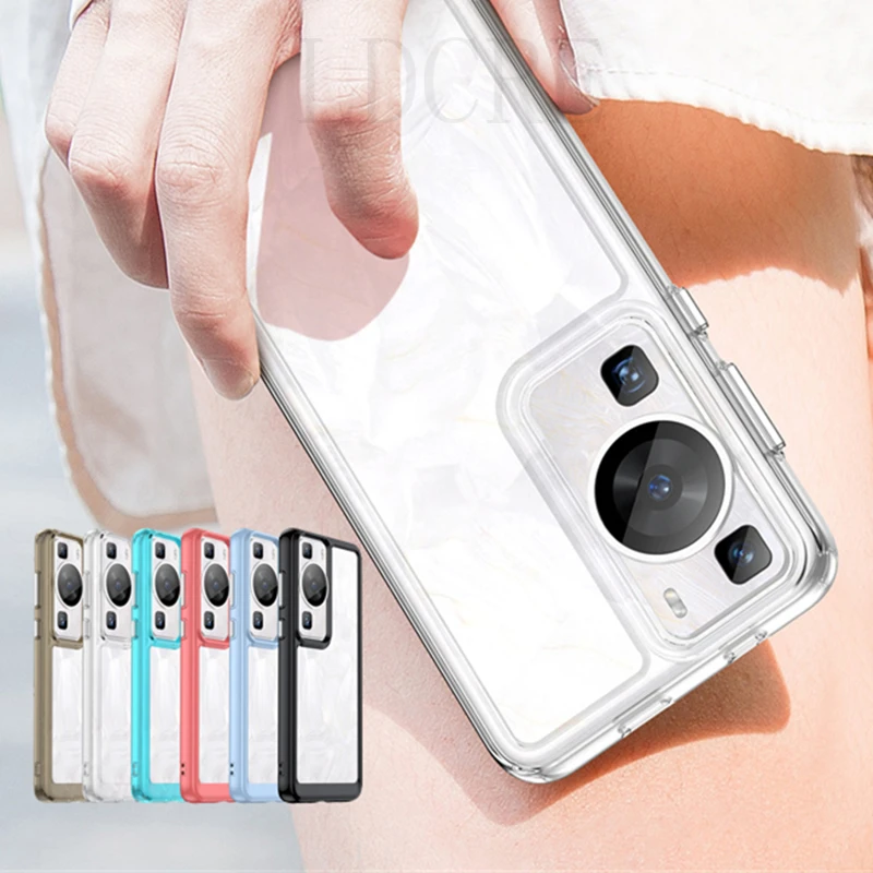 Per Huawei P60 Pro Custodia Cover Huawei P60 P 60 Pro Capas Paraurti Trasparente Antiurto Colore Cornice Trasparente Fundas Huawei P60 Pro