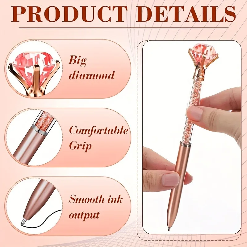 Ballpoint Pen 4pcs Large Crystal Diamond Gel Pens Christmas Gift Shiny Black Ink Pens for School Office Accessories