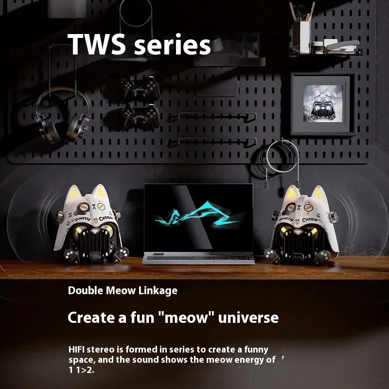 New Darth Meow Friday Canned Wireless Bluetooth Speaker Home Display Stereo Sound HIFI Sound Quality Audio Desktop Gifts