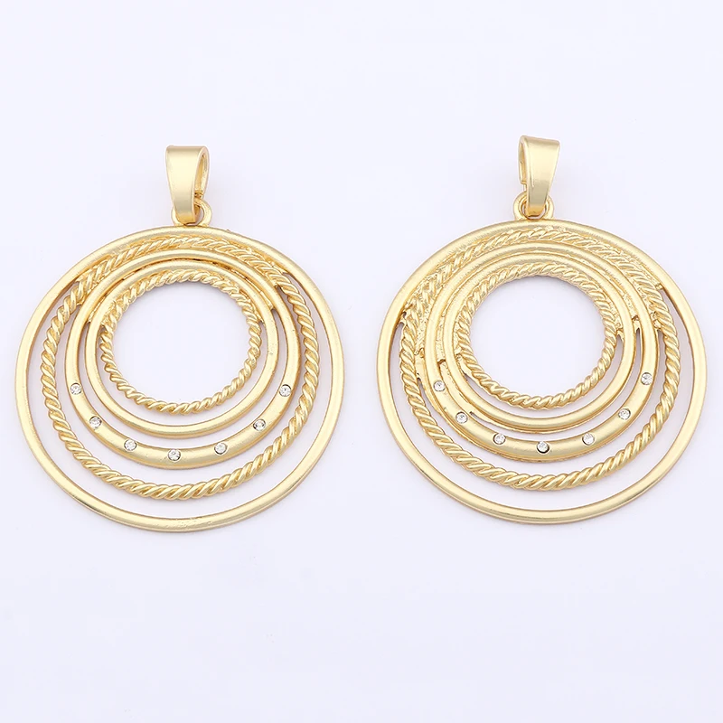 

1 x Matt Gold Boho Large Open Rhinestone Round 5 Circles Charms Pendants for DIY Necklace Jewelry Making Finding Accessories