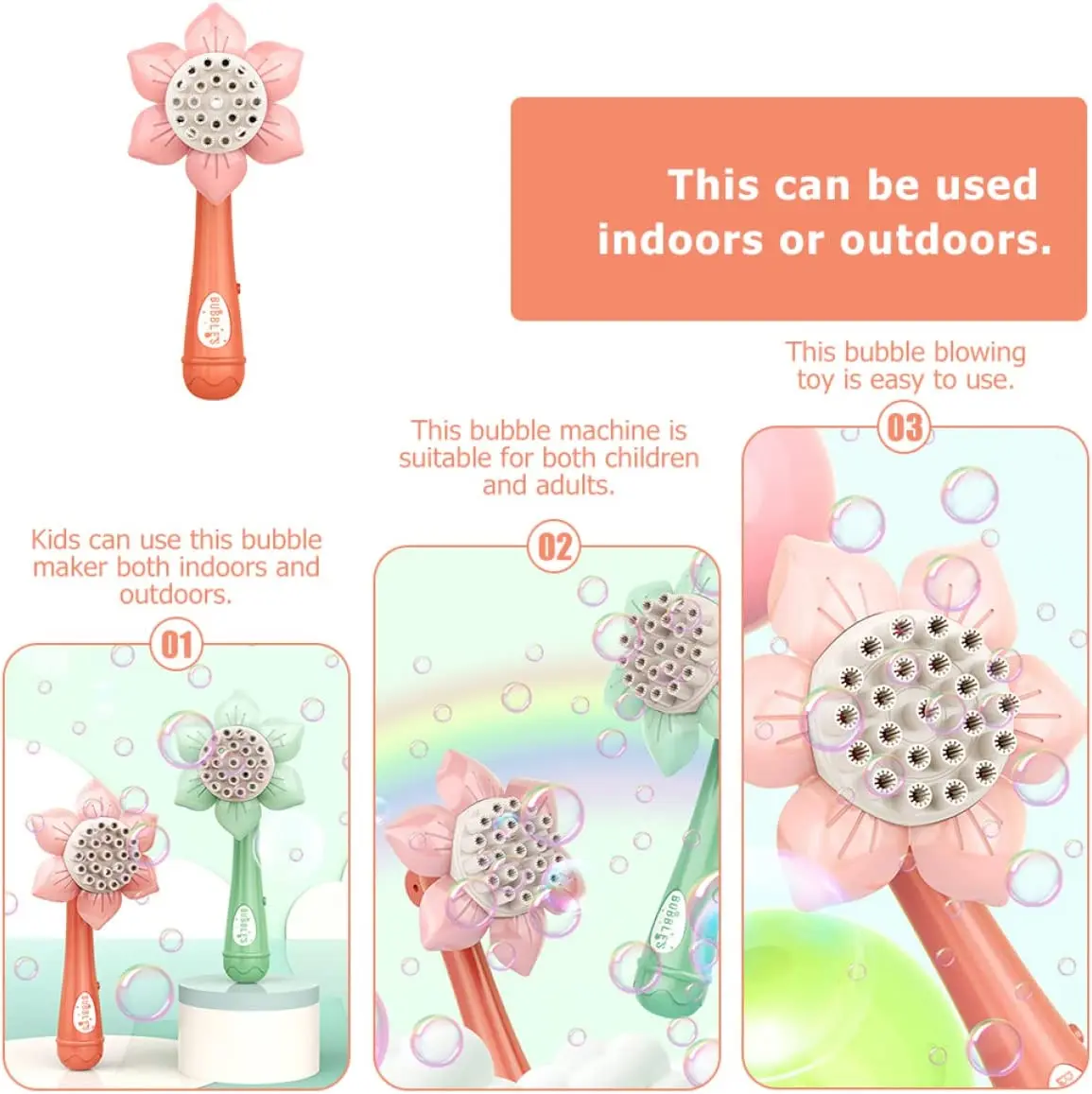 Bubble Machine Bubble Gun Bubble Blowing Toy Sunflower 23 Hole Electric Automatic Bubbles Gun Summer Outdoor Party Toys For Girls Children Gifts