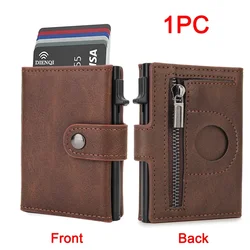 RFID Premium Leather Men's Wallet - Luxurious Credit Card Holder with Airtag Tracker Slot, Custom Slim Money Bag (Coffee)