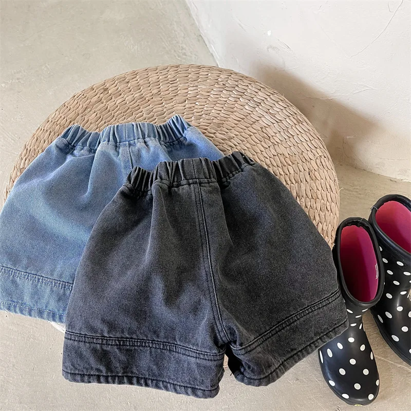 Summer Children's Denim Shorts Solid Color Baby Boys Girls Denim Shorts Toddler Kids Casual Short Pants