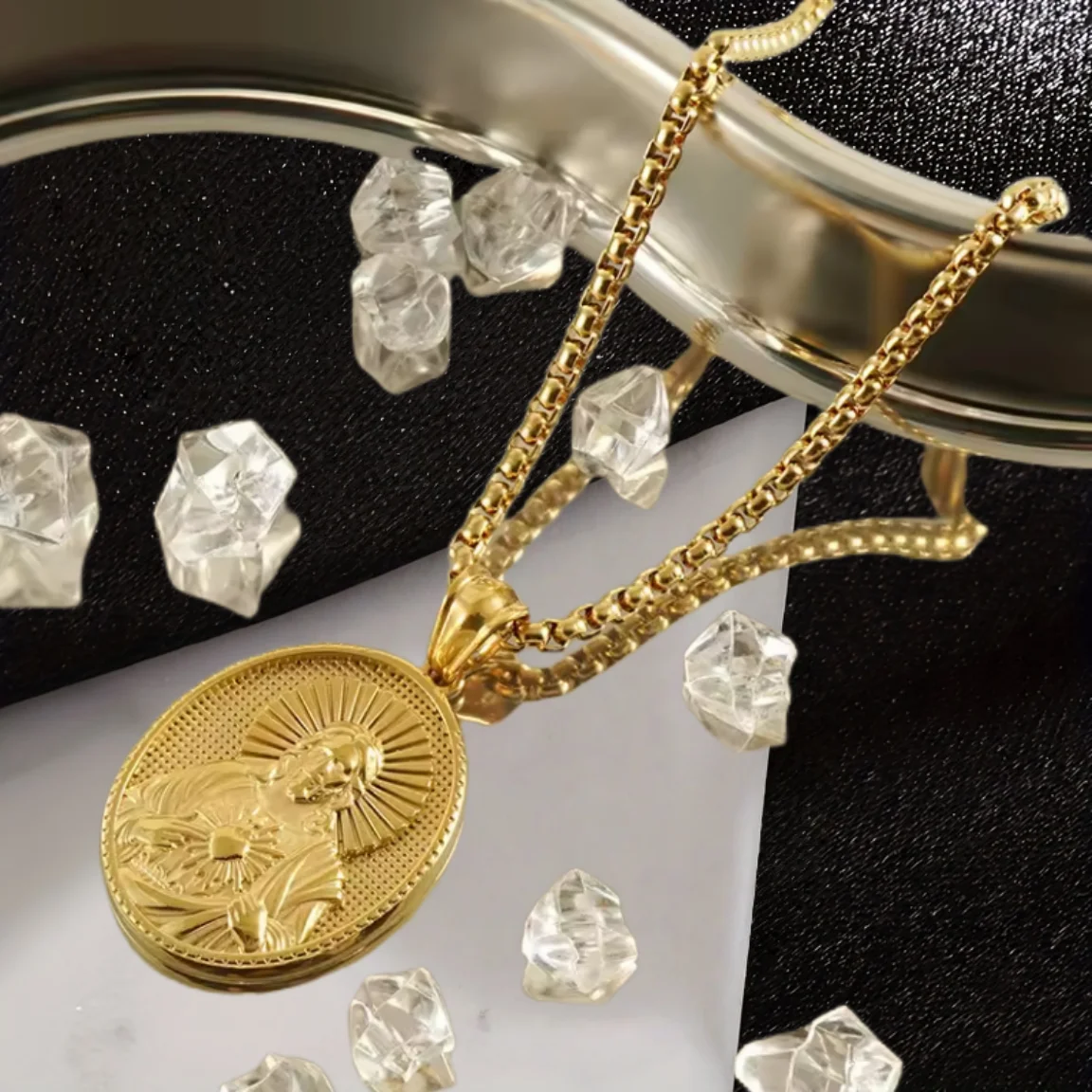 Gold Jesus Cross Necklace 3