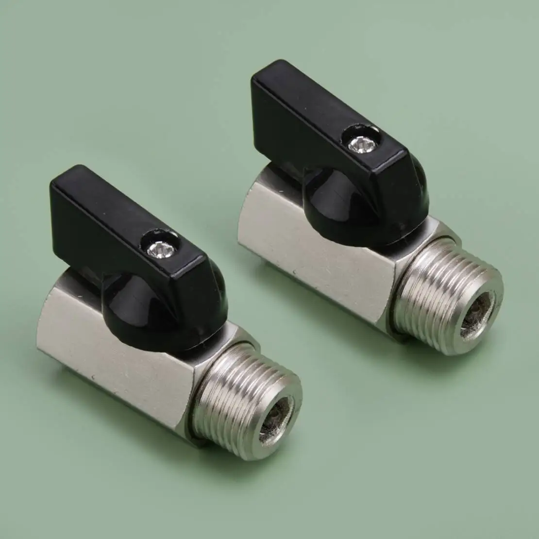 2Pcs 3/8'' Carbon Steel Male To Female Mini Ball Shut-Off Switch Valve