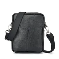 Sac à bandoulière en cuir véritable pour hommes, pochette zippée de haute qualité, sacoche d'affaires rétro pour hommes 5