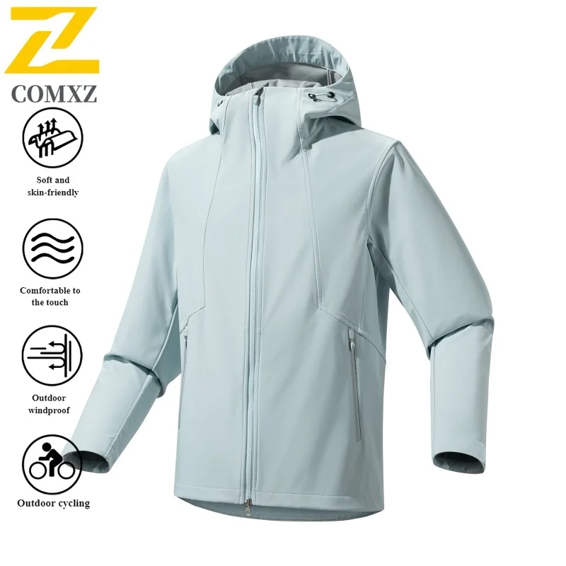 EiAO Jacket Badass Couple's Workwear Softshell Windproof Waterproof Loose Fit Outdoor Coat for Hiking Fishing Camping Streetwear