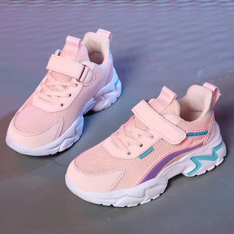 Kids Casual Pink Girls Shoes Breathable Mesh Sneakers Summer