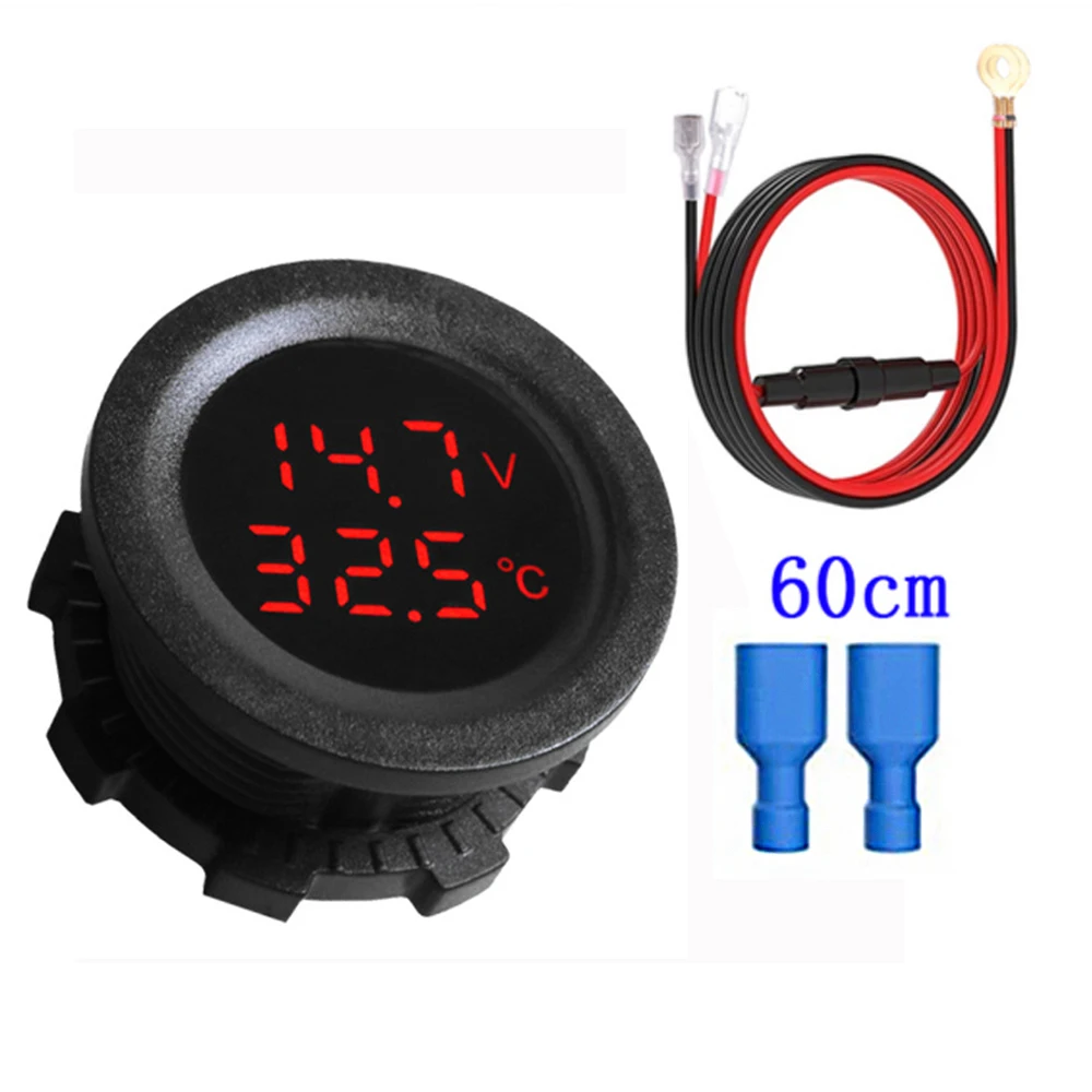 Thermomètre Digital Pour Voiture + Voltmètre | Moniteur De Batterie Et Température Intérieure/extérieure