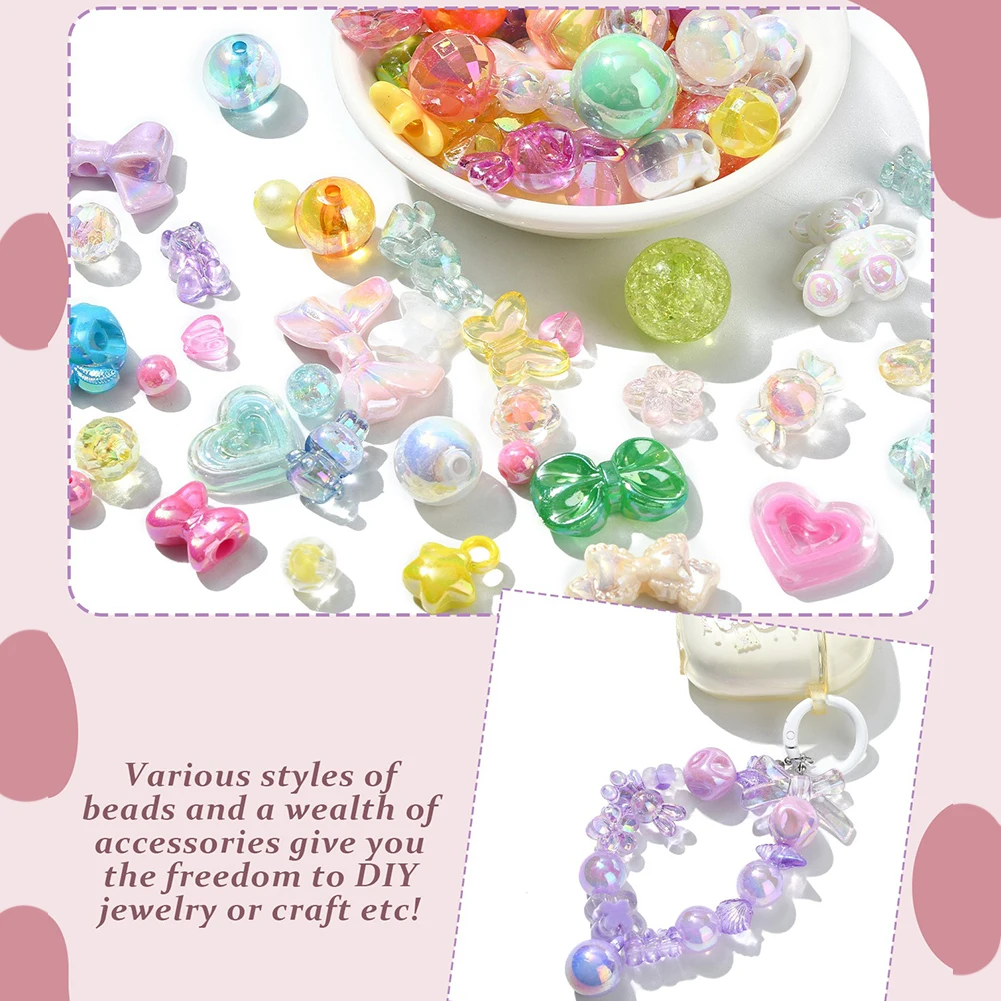 DIY Acrylic Beads Jewelry Kits for Bracelets, Necklaces, Keychains Jewelry Making Supplies & Craft Kits - 2