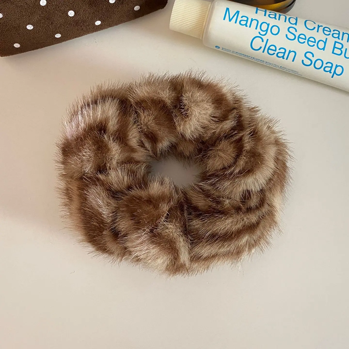 1PC Fuzzy Fur Scrunchie,Fluffy Animal Print Hair Ties, Soft Winter Hair Accessories, Stylish Daily Hair Decor