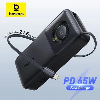 Baseus 65W Power Bank 20000mah Fast Charging with Built-in Retractable Type-C Cable for Laptops iPhone 16 15 Pro Max 1