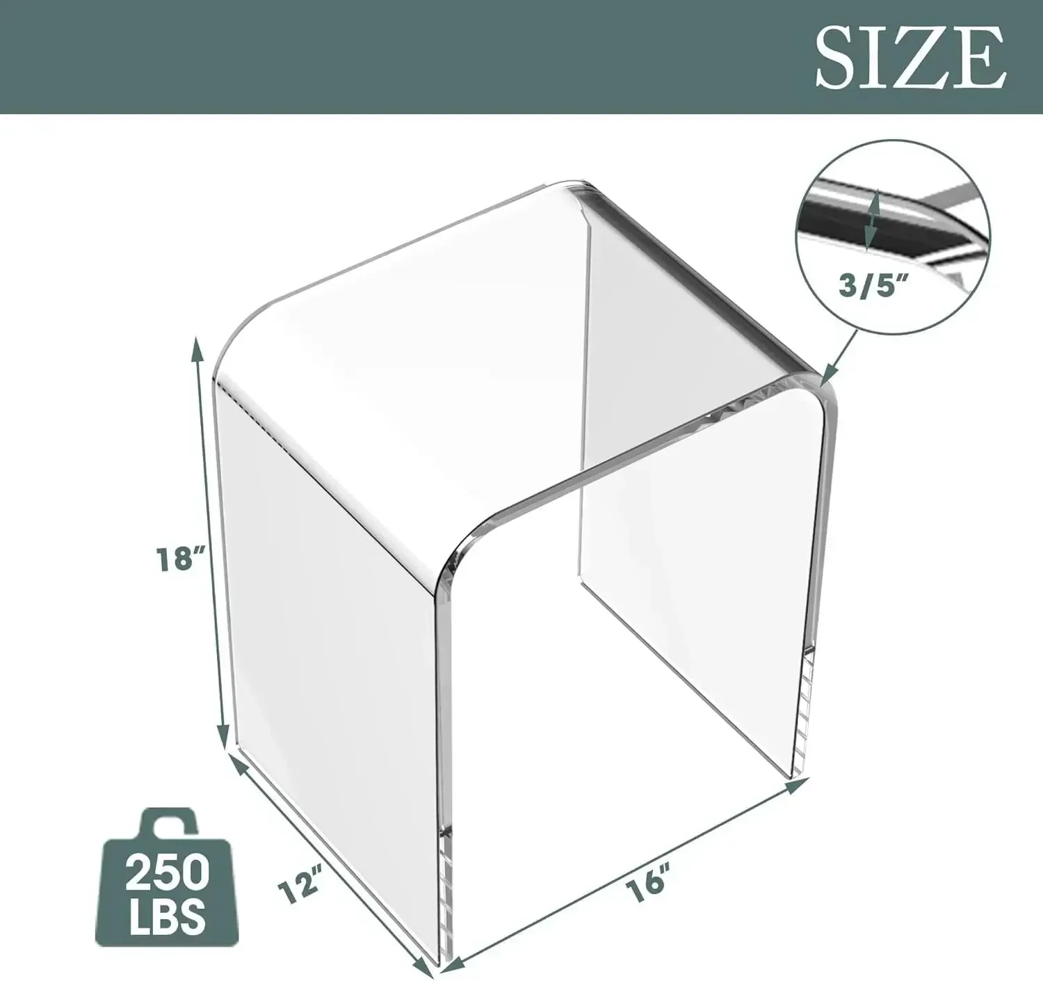 New2025-Acrylic End Table Set of 2, Clear Lucite Coffee Table,Contemporary Square Nightstand and Side Table for Living Room, Bat