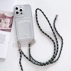 Transparent Crossbody Strap Phone Case with Card Wallet Cover for A36 (Green za)