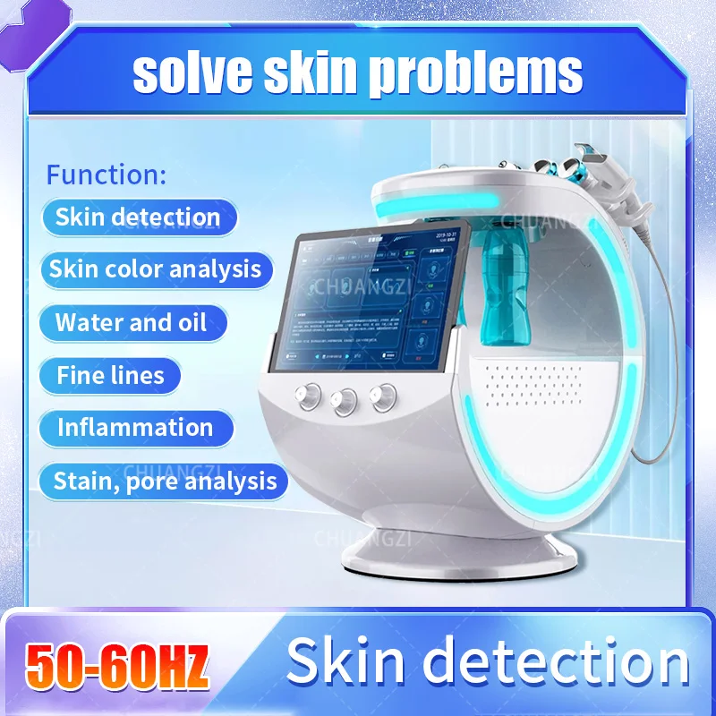 7 In 1 Smart Facial Cleansing Skin Analysis Deep Pore Vacuum Hydra Lift Oxygen Water Peeling Facial Tools Anti-aging Machine do sensor optical dissolved oxygen sensor water probe for water analysis instruments rs485