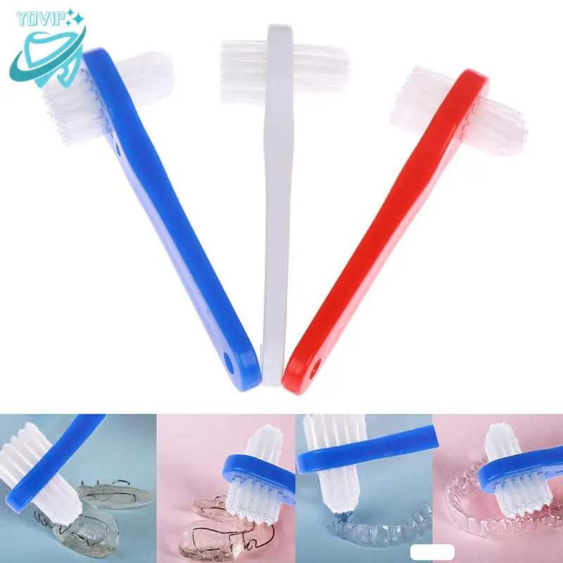 T-shape Denture Dedicated Brush Toothbrush Dual Head False Teeth Brushes Cleaner Adult Student Teeth Whiteing