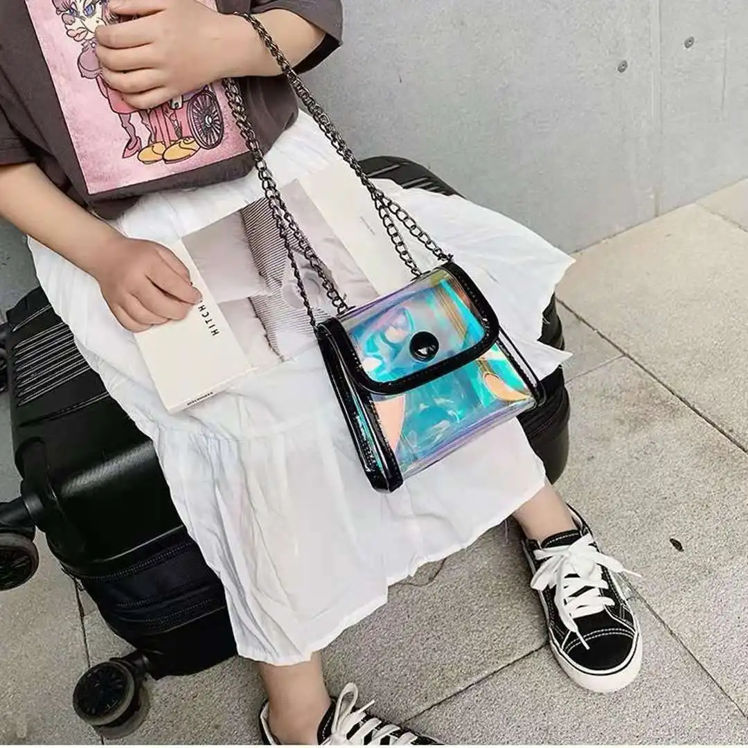 

Laser Jelly Messenger Bag Transparent Cross-Body Children 2021 New Summer Little Girl Mini Baby One Side Shoulder Coin Purse