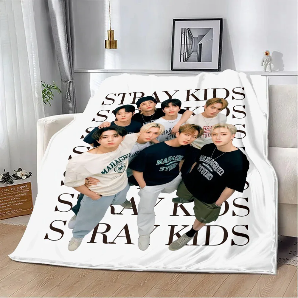 New KPOP Boys  Stray Kids Printed Blanket Picnic Blankets Warm Blanket Soft and Comfortable Blanket Home Travel Birthday Gift 6