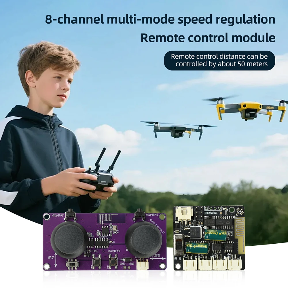 Main tenant la radiocommande 8 canaux 2.4GHz pour drone voiture bateau DIY, prête à piloter