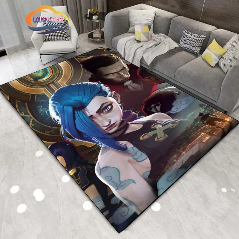 

3D Print Game Character Sexy Jinx Cartoon Floor Mat Living Room decorate Carpet Soft Flannel Play for Boys or Girls Sofa mat