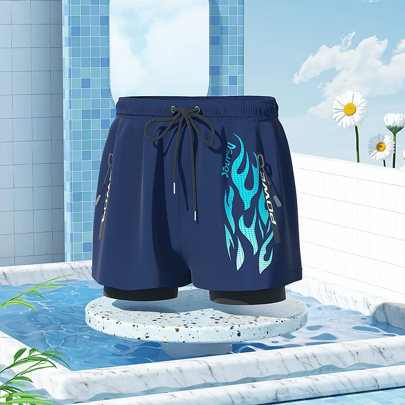 

Summer Men's Swimming Trunks Loose Breathable Surfing Shorts Drawstring Beach Shorts