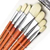 7pcs Premium Anti-Shedding Natural Hog Bristle Paint Brush Set with Long Wood Handles - Filbert Tips for Acrylic & Oil Painting 1