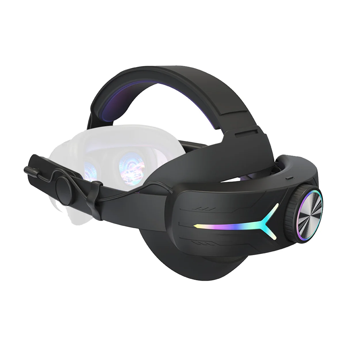 

Элитный ремешок для головы с RGB-стандартом для аксессуаров Meta Quest 3 VR + аккумулятор 8000 мАч, удобный черный ремешок для головы