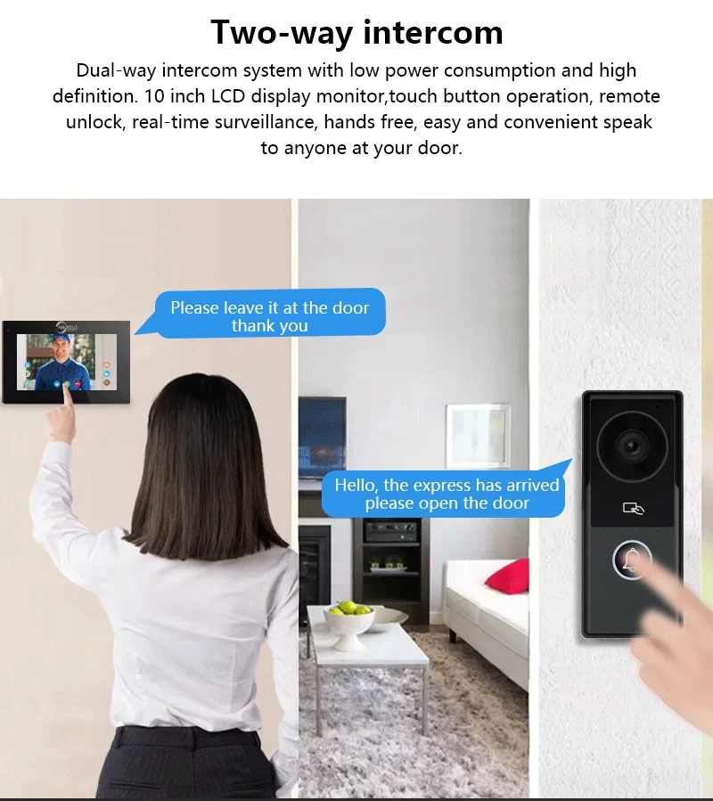 ANJIELO 2 Wire Visiophone Doorbell Video Intercom System for Home Metal Door Pho