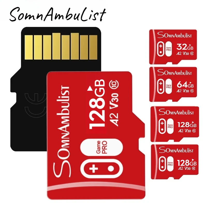 SomnAmbuList 마이크로 TF SD 카드 32GB 64GB 고속 클래스 10 실제 용량 128GB 미니 SD 메모리 카드 스마트폰용 TF 카드