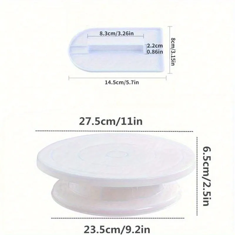 Cake Decorating Rotating Turntable with Anti-Slip Base Fondant Spatulas Edge Smoother Cream Leveling Tool Essential for Baking