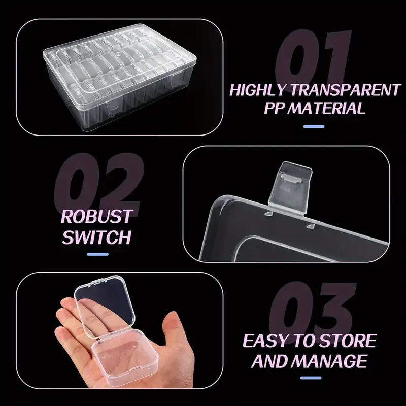 3 sets 2 sets 1 set 30 grid bead organizer plastic mini transparent storage box rectangular box hinged lid