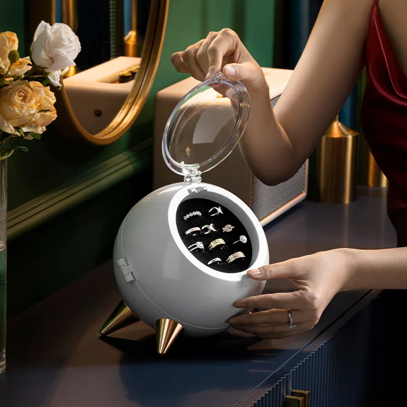 

New Designed Ring Jewelry Storage Box Light Luxury Large Capacity Earring Necklace Organizer Makeup Gift Case Ring Display